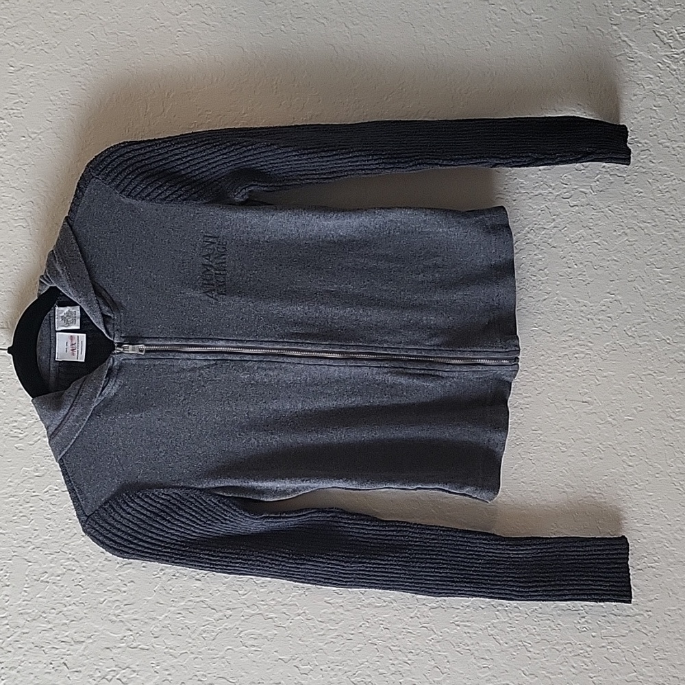 Armani Exhange Outlet dark grey extra small zip-up fitted hoodie